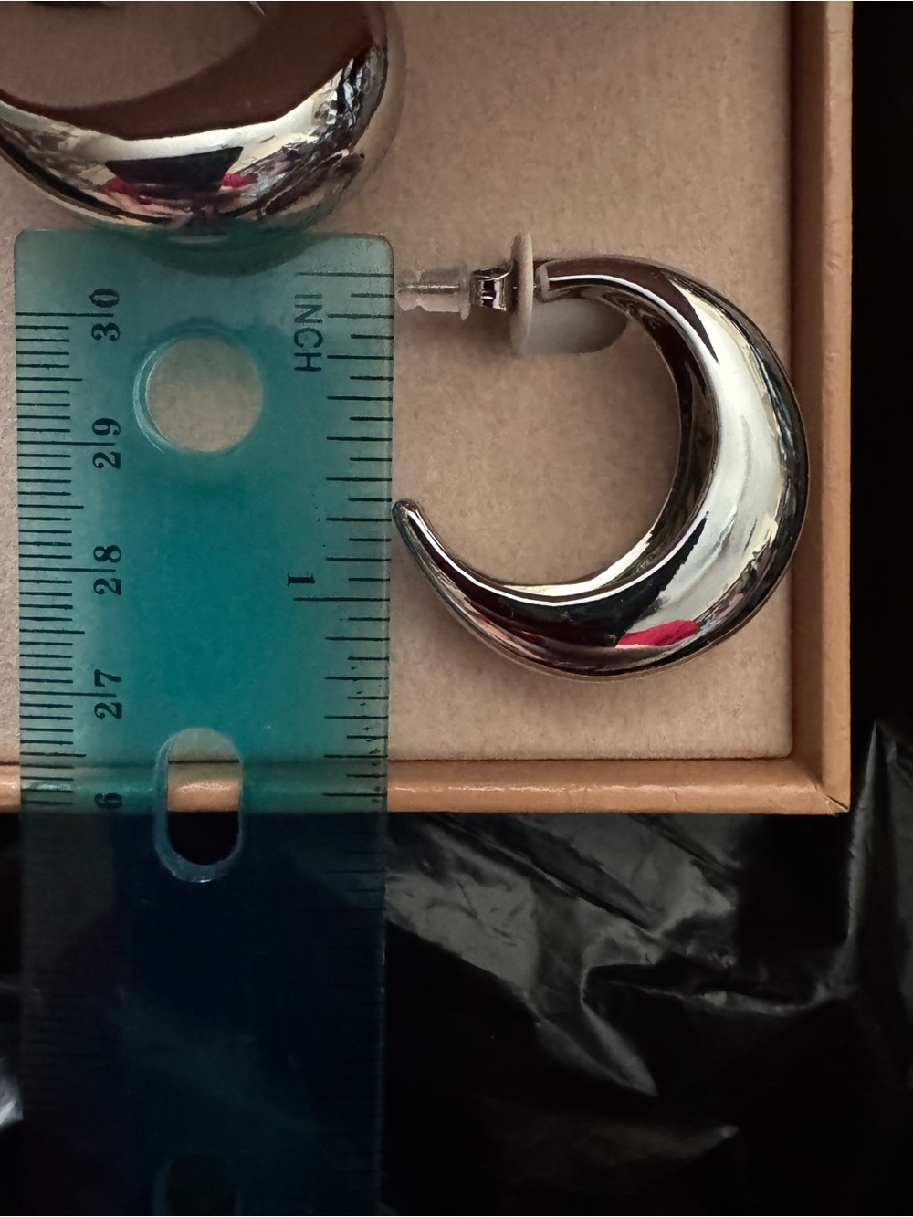 Jaclyn With Love Silver Crescent Hoop Earrings - Moon-Shaped Women’s Jewelry - Picture 2 of 2